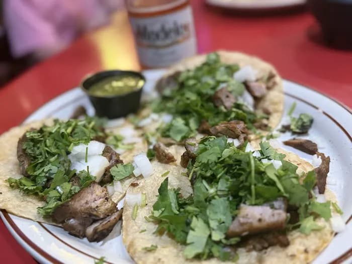 Street tacos with fresh cilantro and onion